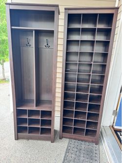 Matching Entryway Hall Tree & Shoe Storage Tower – Espresso Finish