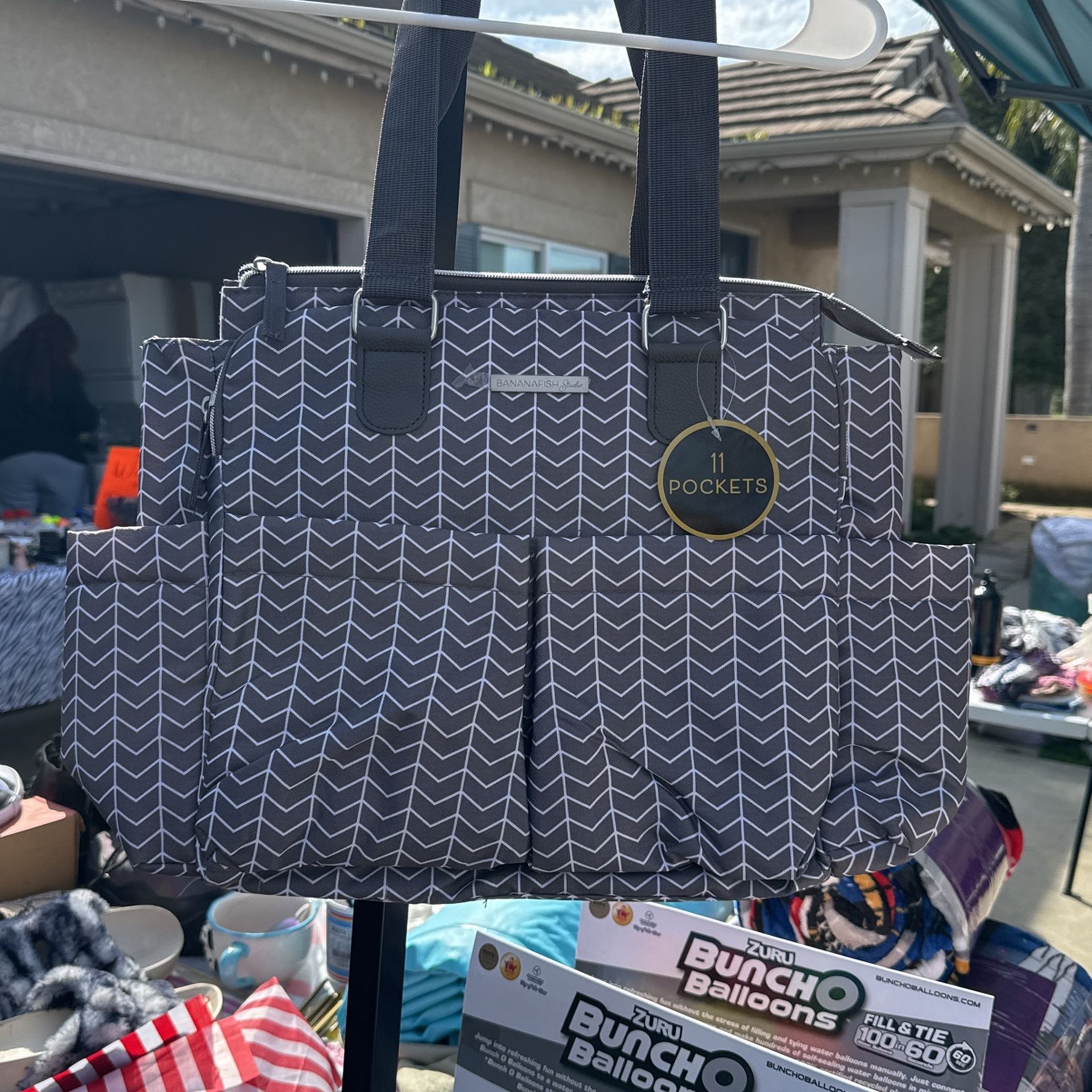 Diaper Bag Bananafish Gray With 11 Pockets