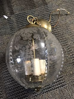 Antique brass and glass dome light.