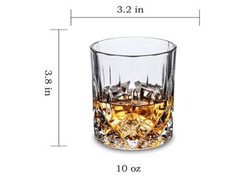 10 Oz Rocks Diamond Whisky Glass- For Scotch, Bourbon, Liquor and Cocktail And Welcome Drinks - Set of 6- Men Gift
