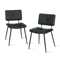 Homy Casa Karomi 2PC PU Dining Chairs in Black