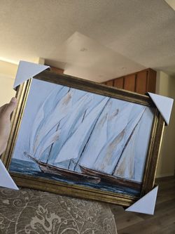 Sailboat Framed Canvas Board 