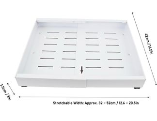Heavy-Duty Metal Sliding Drawer Shelf Expandable White  NEW