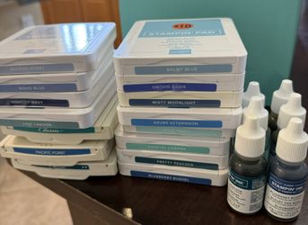 Stampin’ Up Ink Pads Lot (15 Colors) + 6 Reinkers – Blues, Teals & Retired Shades