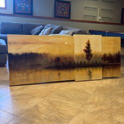 Oversized Serene Landscape Triptych