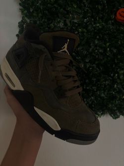 Air Jordan 4 Olive Green Suede Sneakers