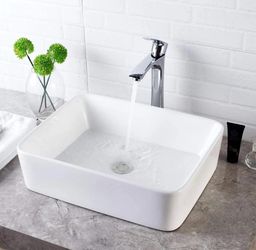 Modern White Bathroom Sink Overtop