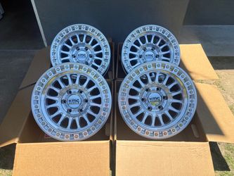 17” INCH KMC KM552 IMS MACHINED POLISHED SILVER OFF ROAD SIMULATED BEADLOCK WHEELS/RIMS 6x5.5