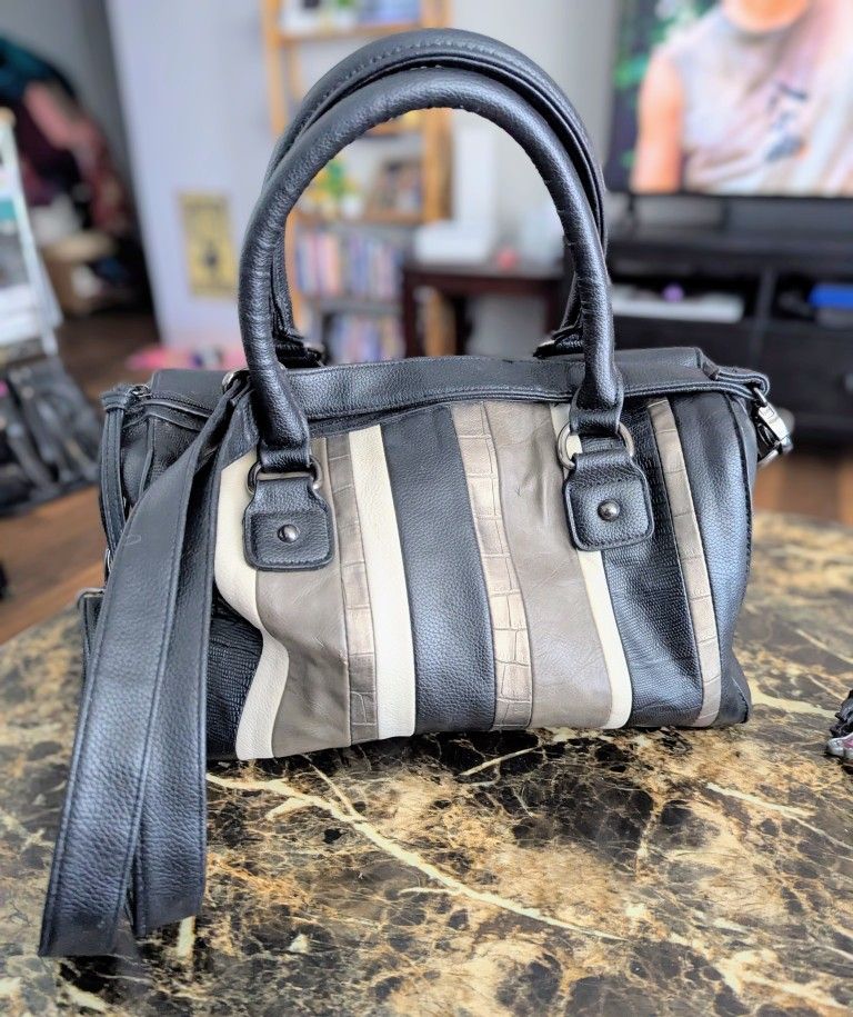 Women's Purse with Handles and Shoulder Strap