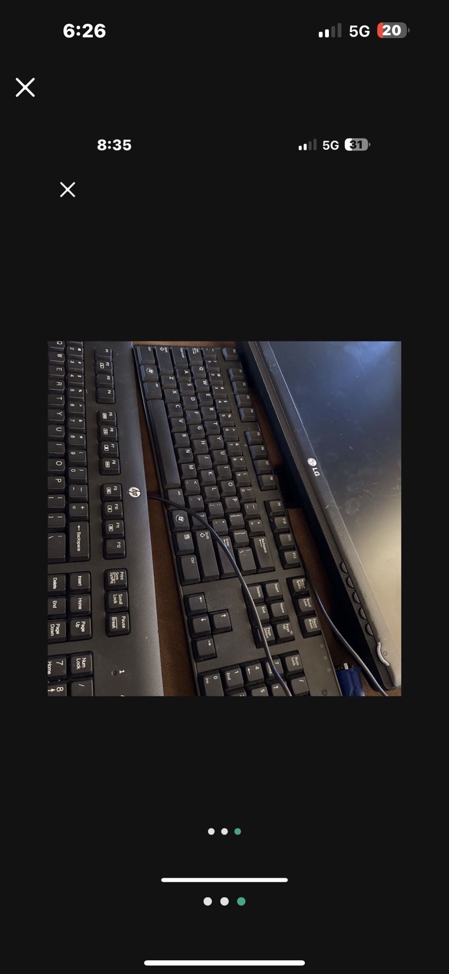 LG Computer Monitor And 2 Wired Keyboards