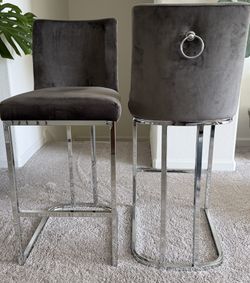 Set Of Two Velvet Barstools 