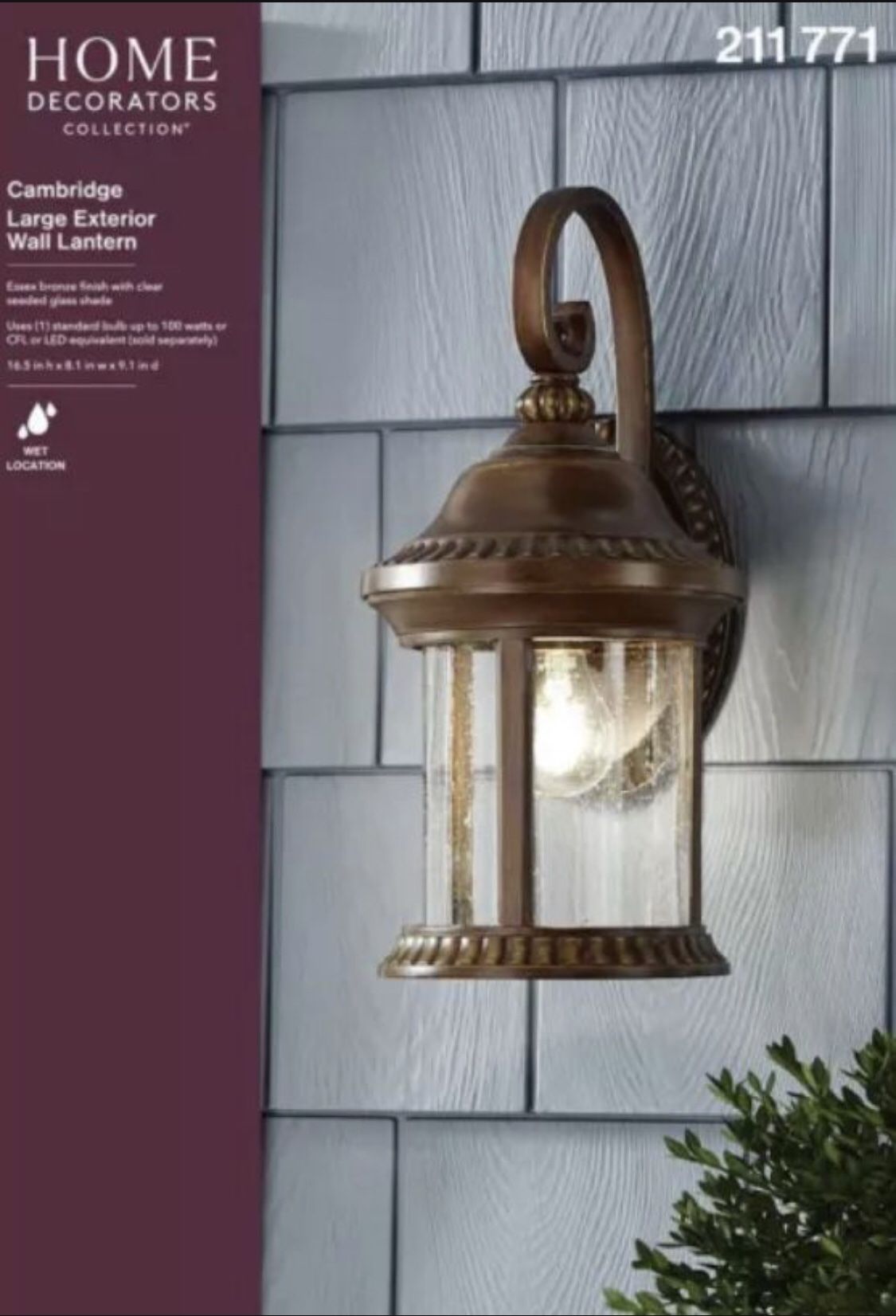Home Decorators Collection Cambridge Outdoor Essex Bronze Wall Lantern Sconce