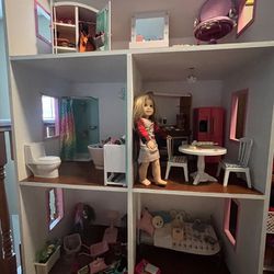American Girl Dollhouse and Doll and Tons of Accessories