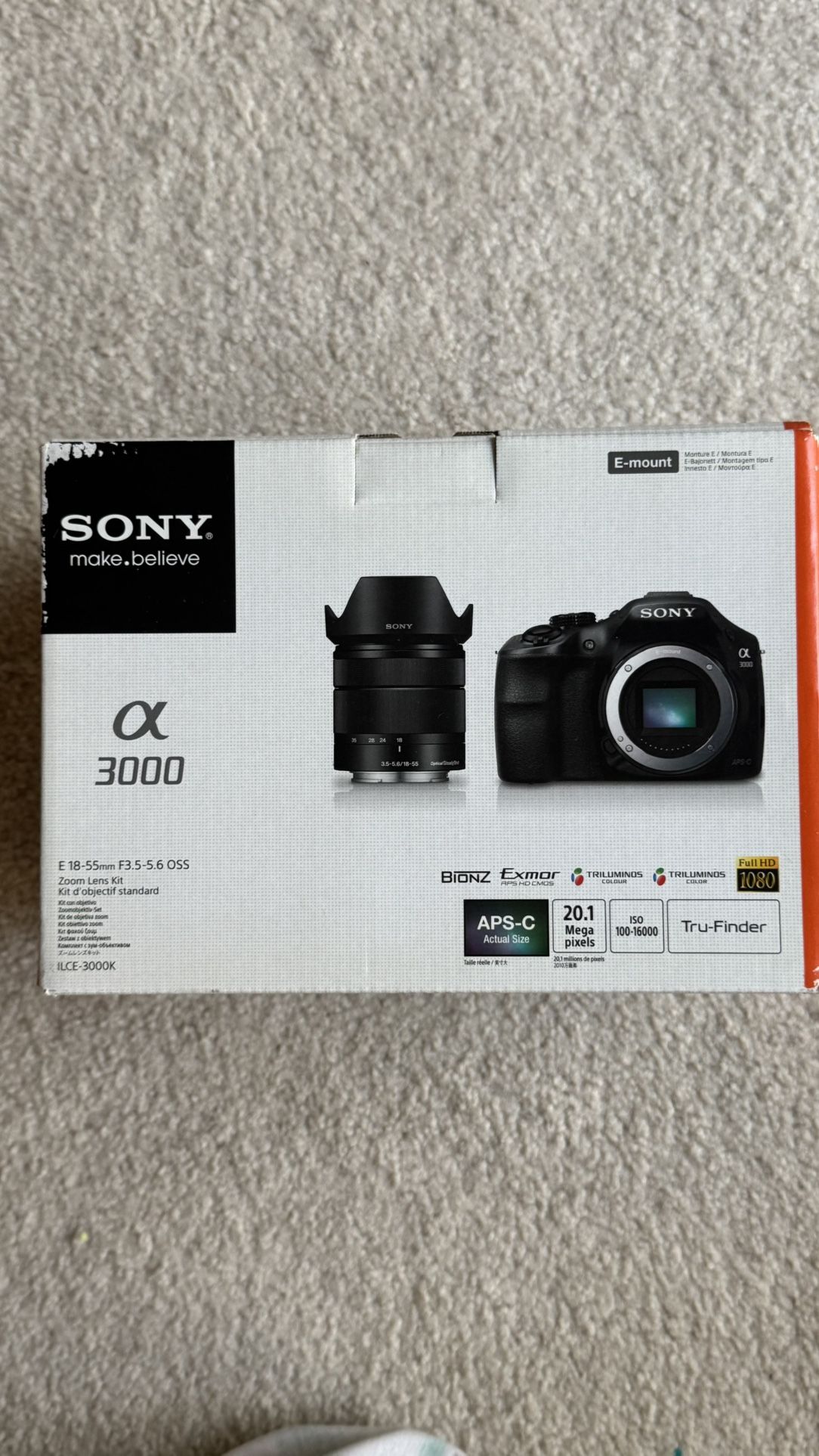 Sony Alpha 3000 ILCE 3000K 20.1 MP Mirrorless Digital Camera Black 18 55mm