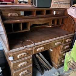 Solid Oak Roll Top Desk