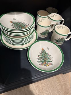 Spode Christmas tree cups and saucers
