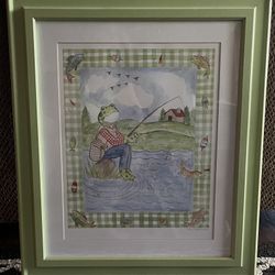 Kathy B Rightsell Lithograph Fishing Frog