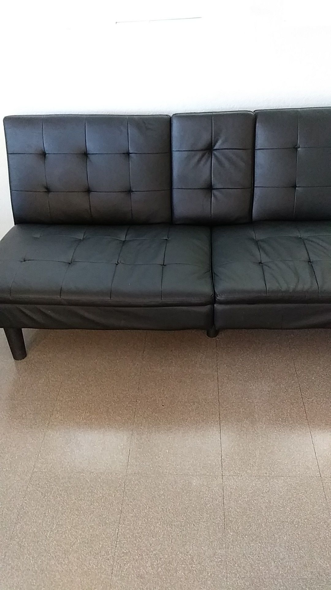 Leather black futon