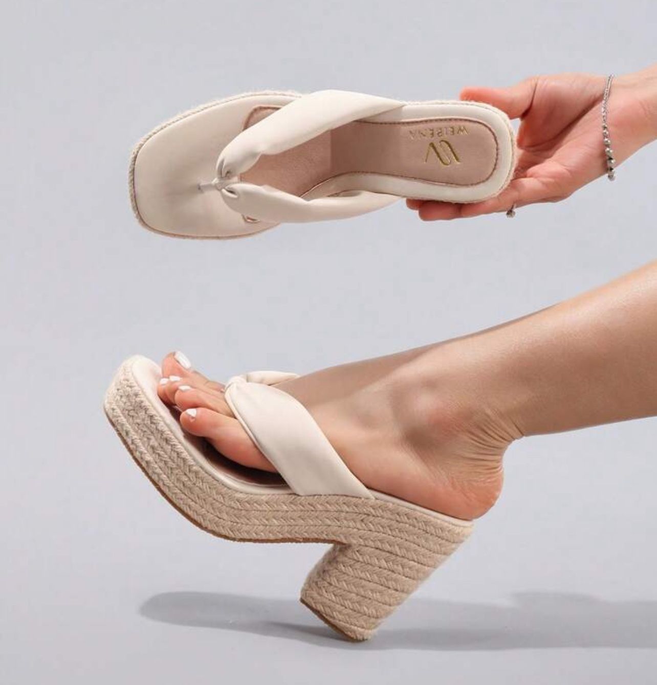 Women's Flip-Flop Platform Sandals With Straw Rope Wedge Thick Sole, Summer Casual Waterproof Slide Slippers, Daily Fashion(us6, cn36)