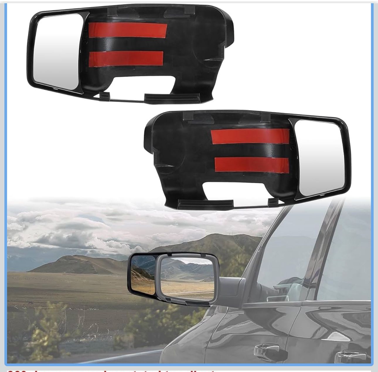 Clip On Towing Mirror Extensions for 2009-2017 Dodge Ram 1 3500 Accessories, Snap & Zap Adjustable Side Rearview Mirror Extend Covers, Enhance