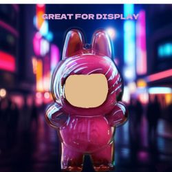 2PCS Protective Case Compatible with LABUBU Doll (Standing) - Acrylic Hard Figure Display Box with Keychain & Dustproof Cover, Secure Backpack Hooks 