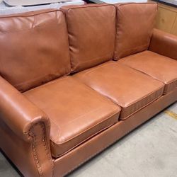 73” Faux  Leather Brown Sofa Couches :$220