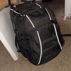Black Backpack with Reflective Strips