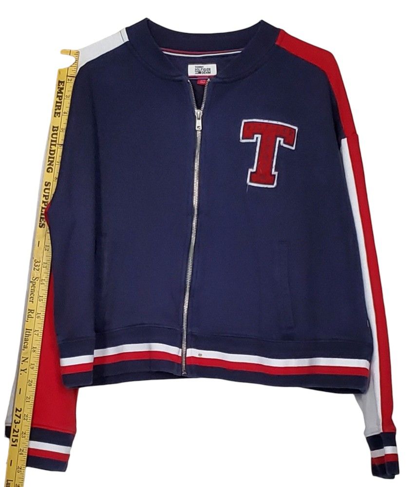 TOMMY HILFIGER Womens X-Large Brickell Bomber Jacket Full Zip RED/WHITE/BLUE