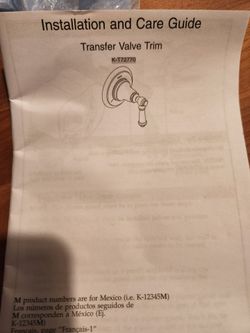 Kohler Transfer Valve