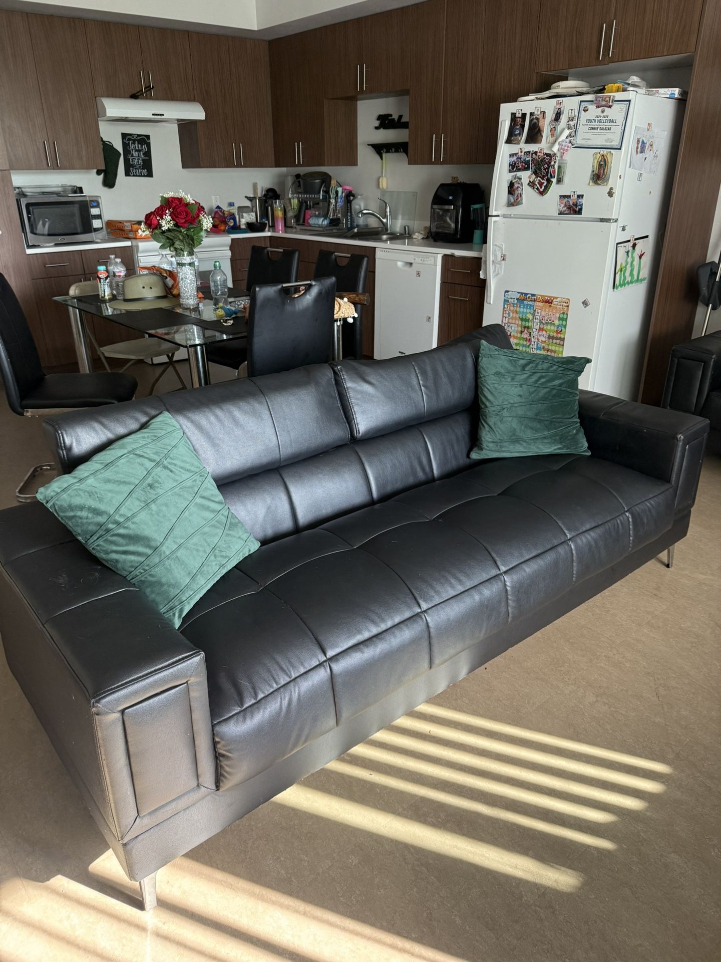 Modern Black Faux “leather” USED sofa And Love Seat