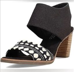 Toms Women’s Cutout Heel Sandal Black Yarn **NEW** Size 6