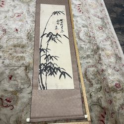 Long Vintage Chinese Scroll Bamboo