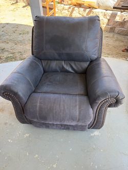 Gray black leather Fabric Recliner Chair with Nailhead Trim