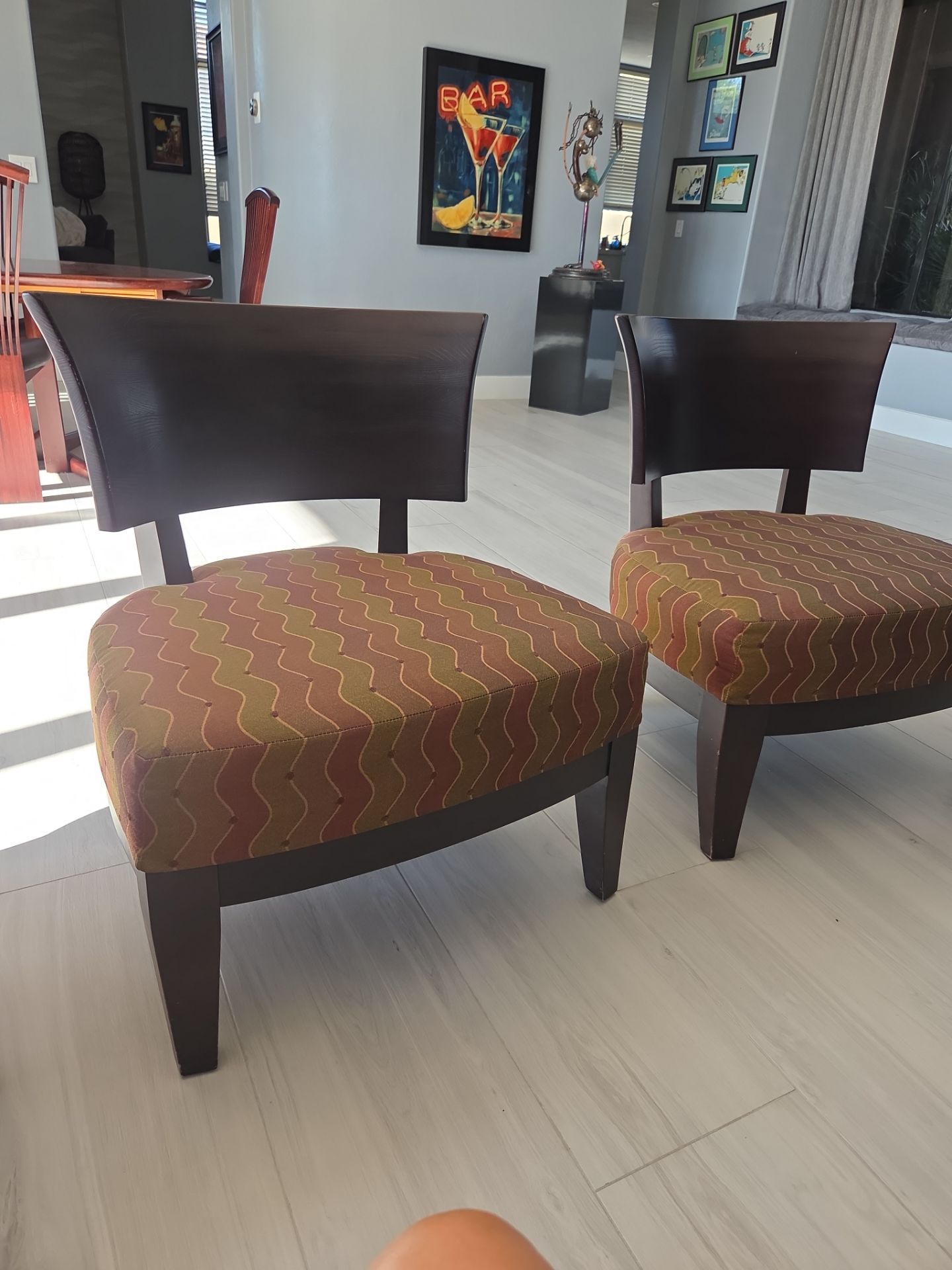 Wood with fabric wide chairs