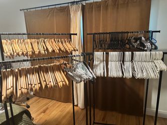 About 240 Hangers – Wood, Plastic & Pants Hangers