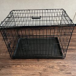 Double Door Folding Dog Crate 29” X 18” X 20”