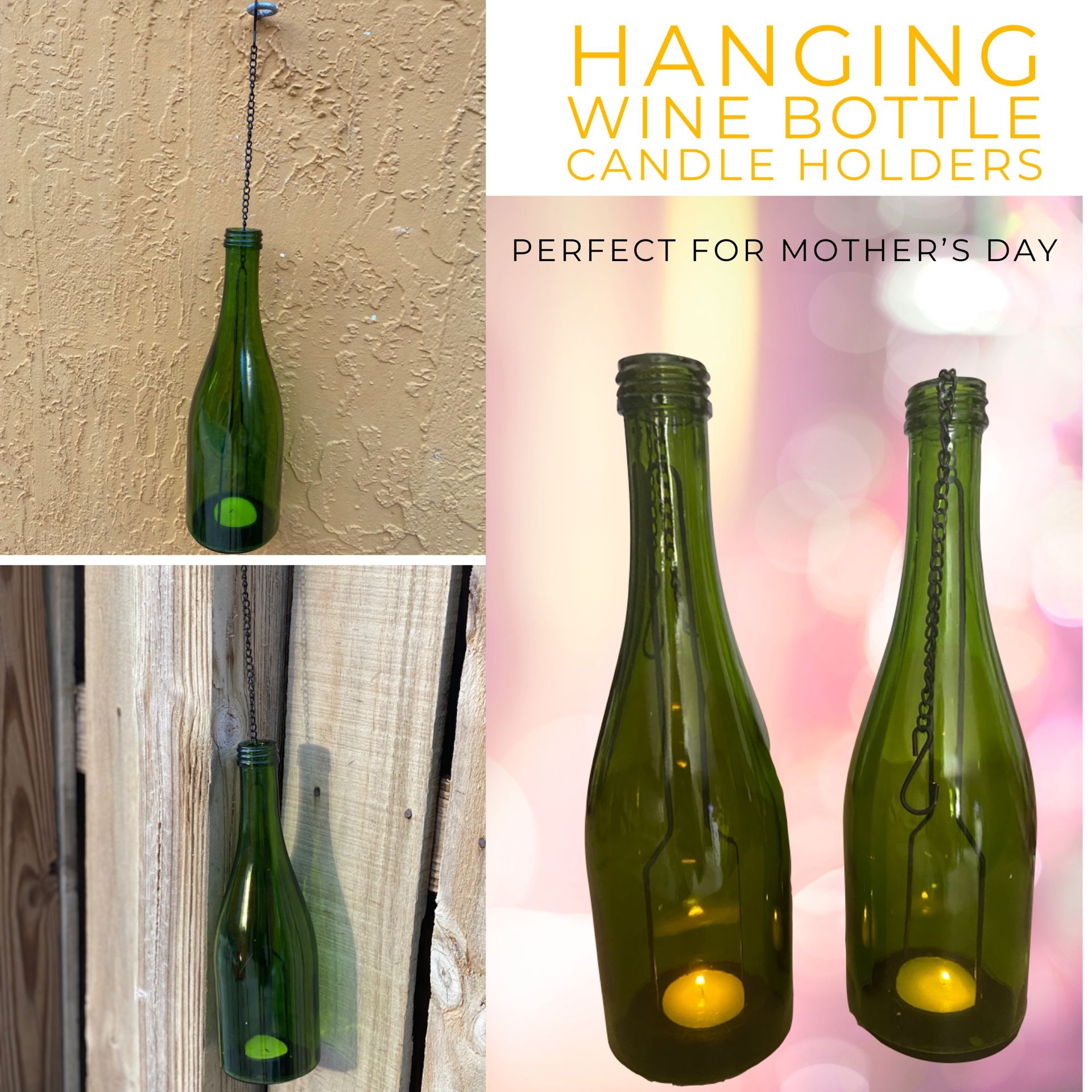 Hanging Wine Bottle Candle Holder
