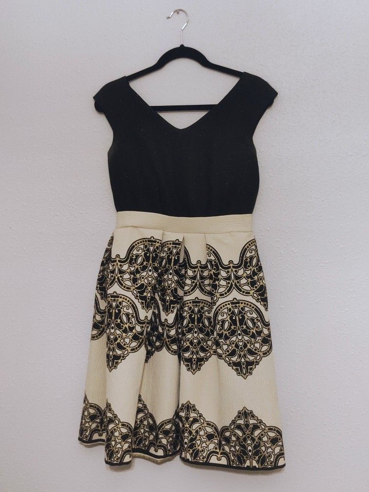 Gorgeous Black & Cream Ornate Designed Dress