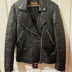 Women Lambskin Leather Jacket Size L
