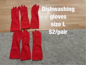 Silicone  dishwashing gloves  (size L)  -  $2/pair