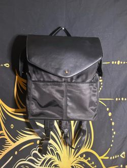 Black Multi Pocket Leather Top Backpack