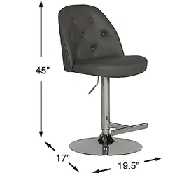 2 Karyn Gray Adjustable Swivel Barstool chair SET