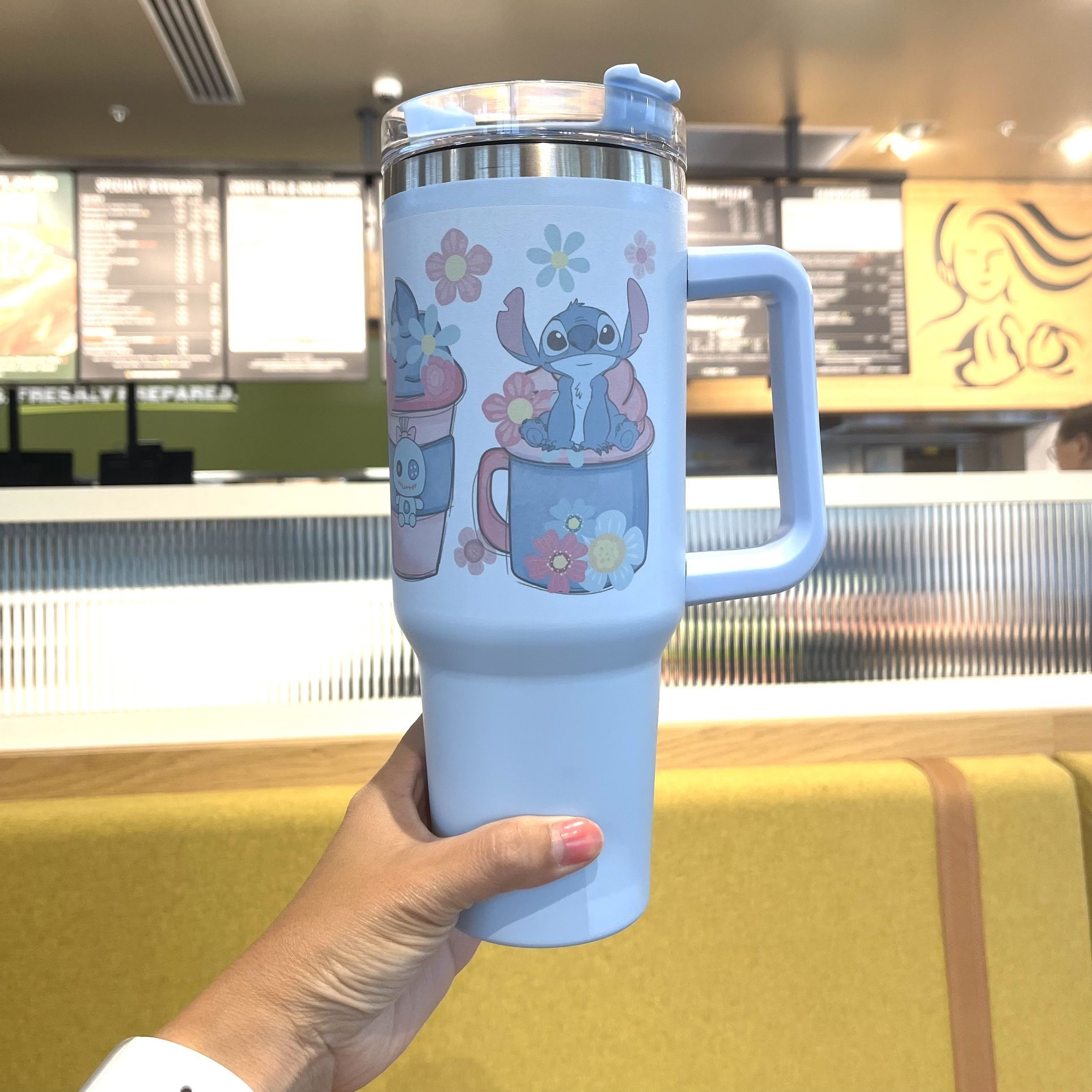 Disney Lilo & Stitch 40 oz Double-wall vacuum insulation Tumbler with straw.  For travel size or office. STANLEY THE QUENCHER H2.0 FLOWSTATE TUMBLER for  Sale in Rowland Heights, CA - OfferUp