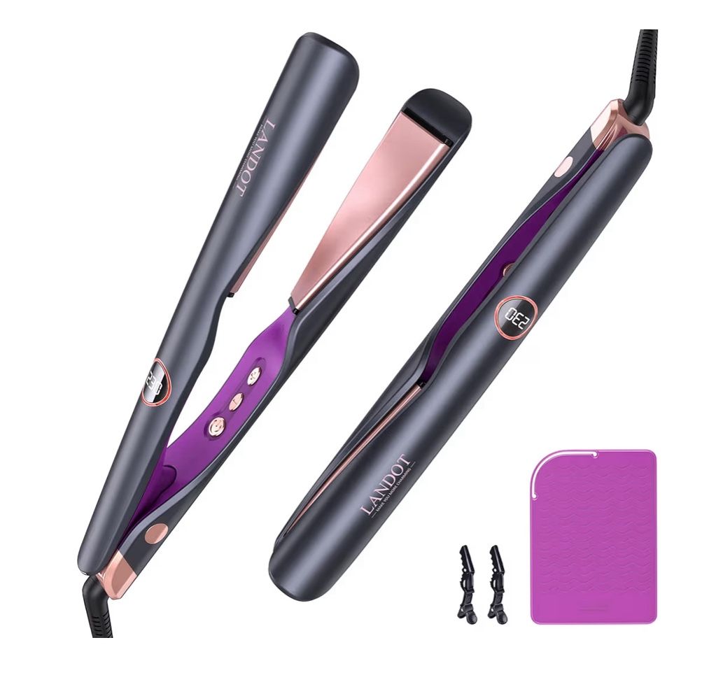 Brandnew  2-in-1 Hair Straightener and Curler - Twist Flat Iron Curling Iron for Smooth Curls & Sleek Straight Salon Results - Dual Voltage Ceramic St