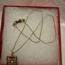 Gold Plated Givenchy Pendant And Necklace. 