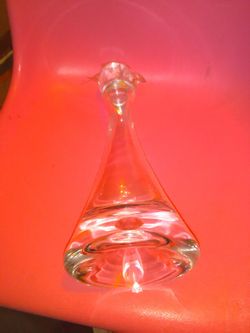 Large Antique blown crystal cognac flask 14"