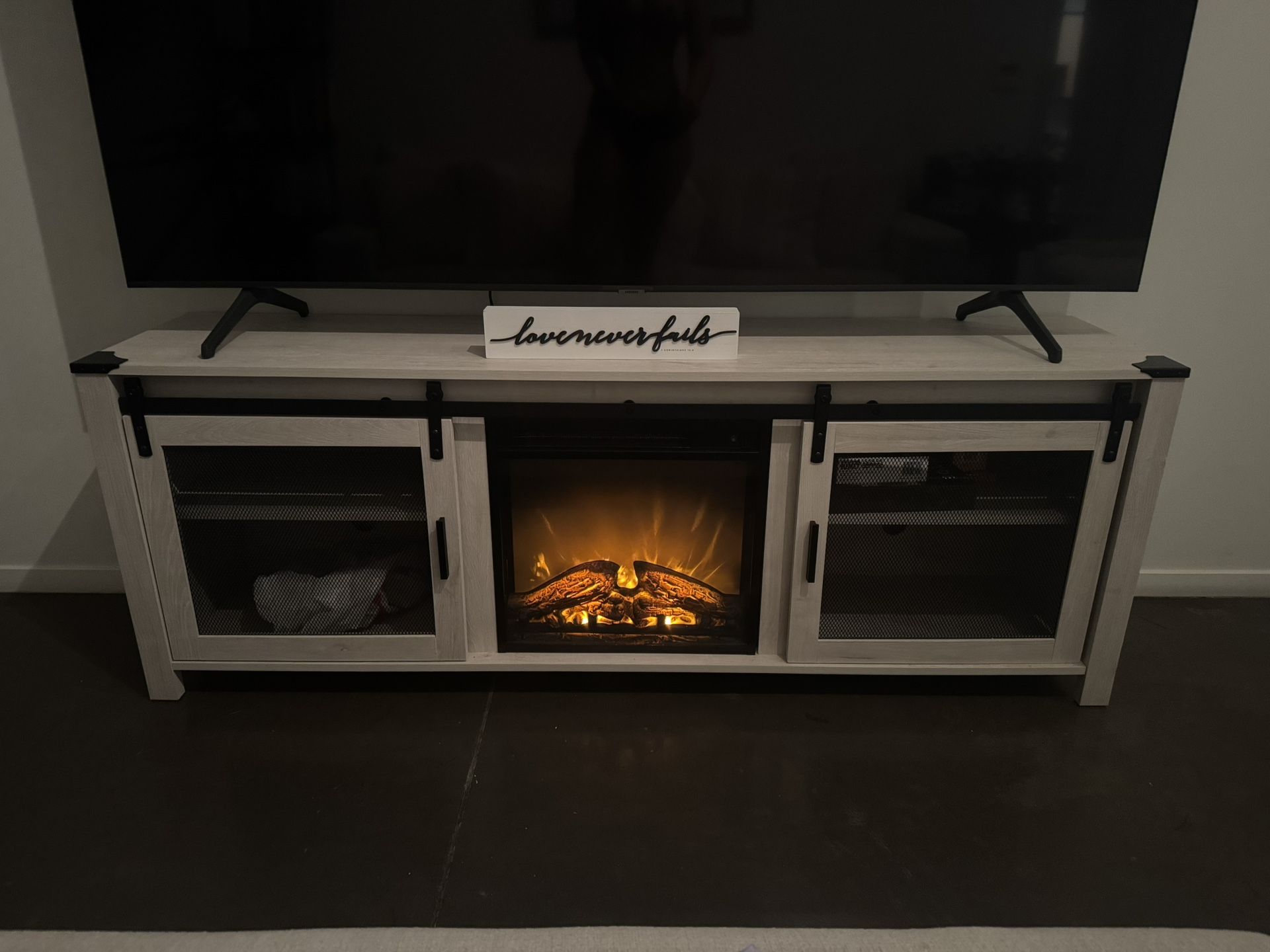 Farmhouse TV Stand With Fireplace