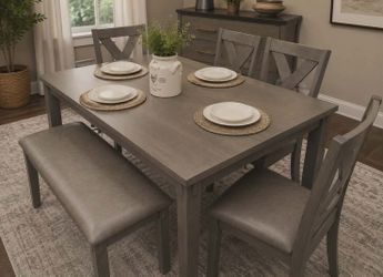 New grey 6pc dining table set