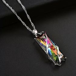Rainbow Mystic Topaz Pendant Charm Necklace Fine Jewelry Gift 