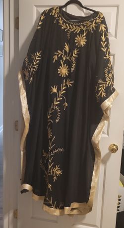 Black and Gold Women's Plus Size Kaftan